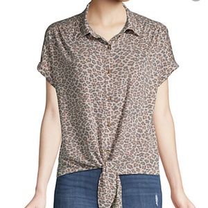 C & C California Leopard Front Tie Shirt